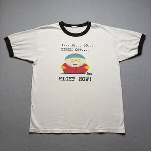 South Park Ringer T-Shirt Mens XL White Cartman Pissed Off Vintage 90s Graphic